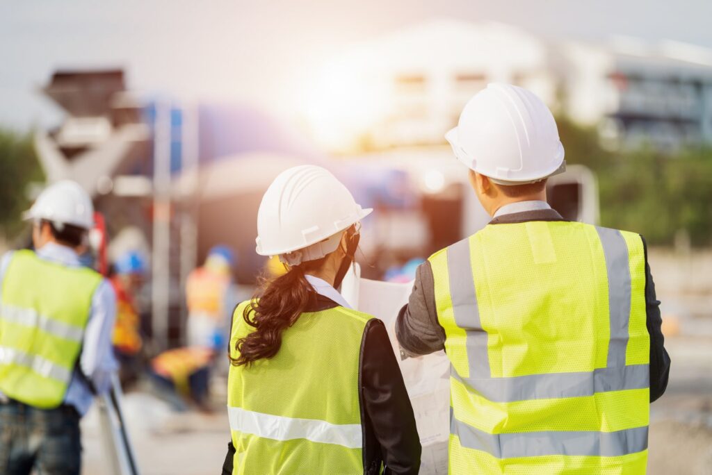 A man and a woman at a construction site
