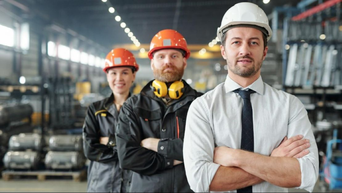Manufacturing Staff Wearing Hard Hat